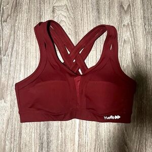 Burgundy high impact sports bra
